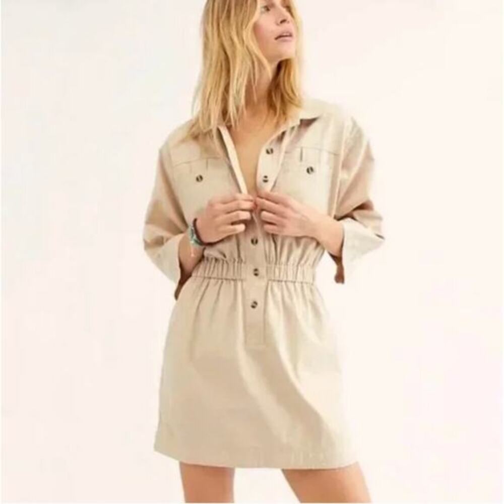 Free people Tan Utility Button‎ Dress